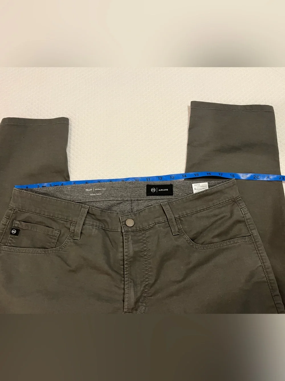 Ag Adriano Goldschmied Tellis Men's Chinos in Olive and Khaki 35x30. Lot of 2